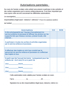 Autorisation parentale